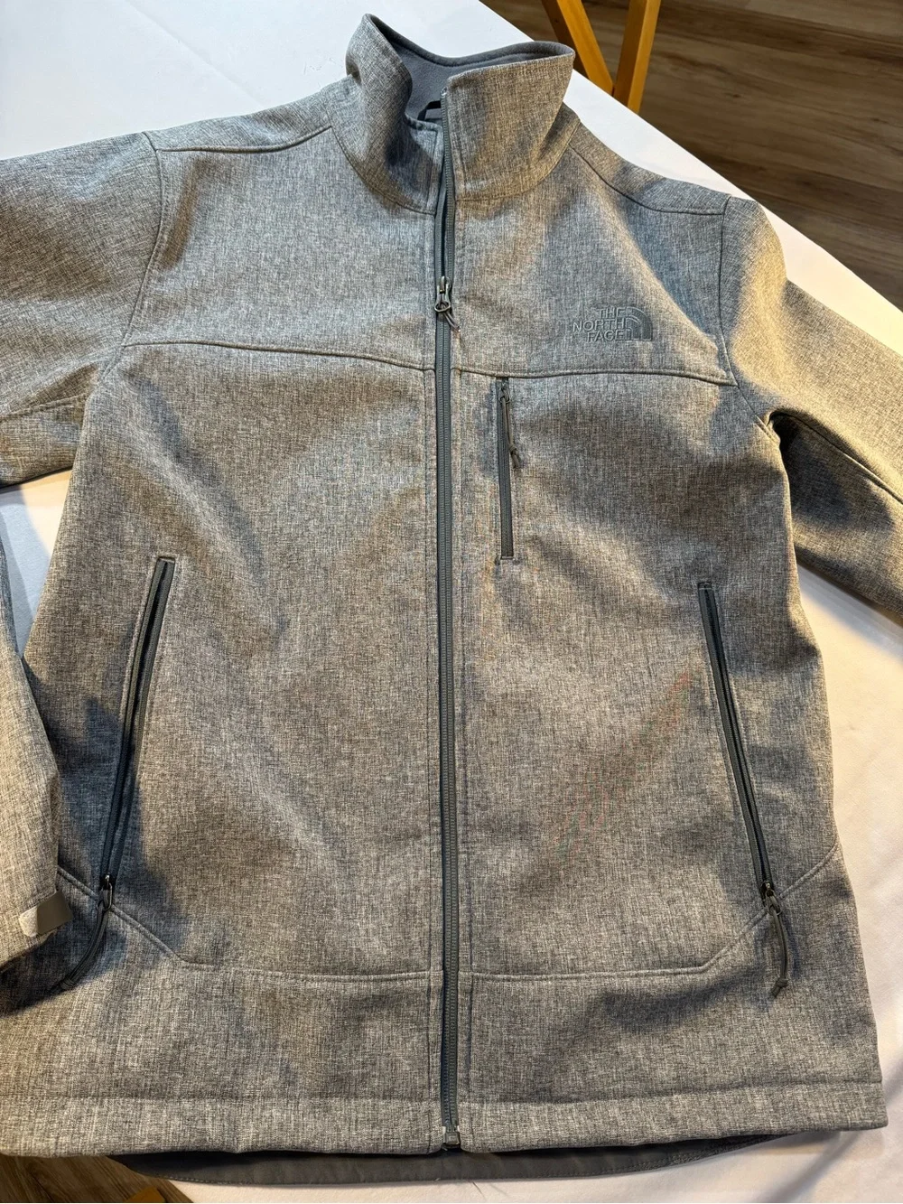 Men's North Face  Windwall Fleece Lined Gray Zip‑Front Casual Jacket